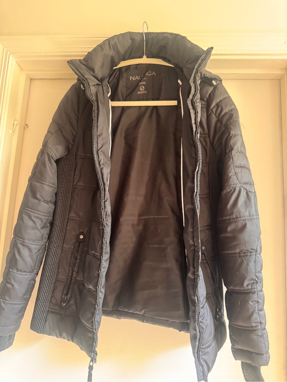Nautica Black Quilted Puffer Coat Size M